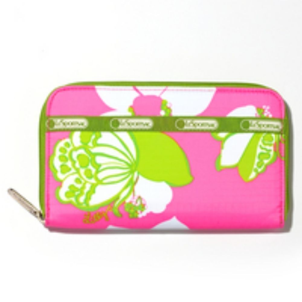 LeSportSac x Lilly Pulitzer She's A Piston Accordion Wallet Pink & Lime Green